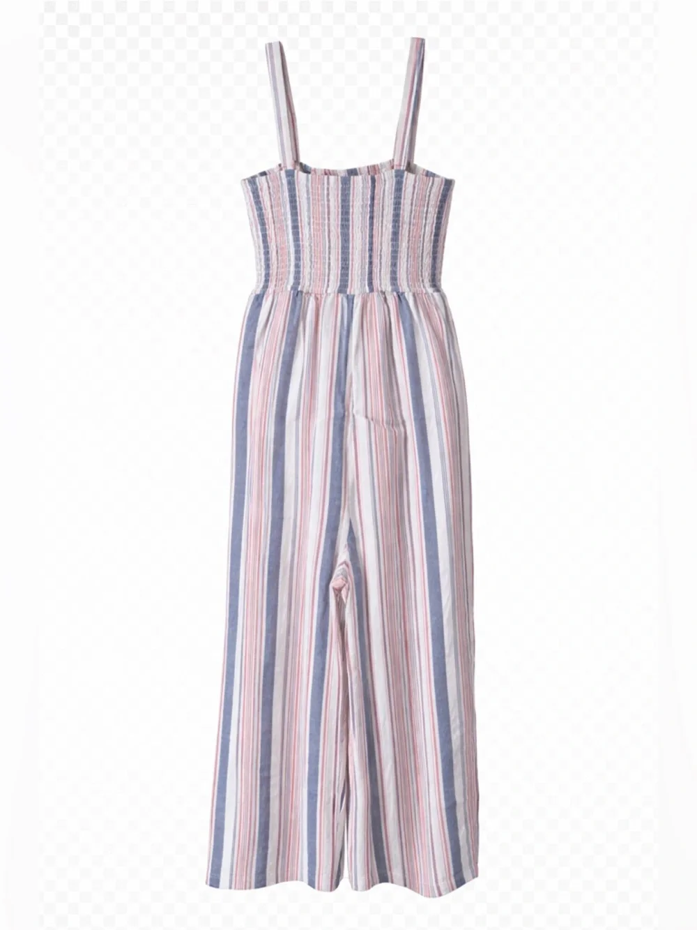 CHANCES R Striped Wide Leg Romper Overalls Linen Feel SzL Spring Summer Stretch - Picture 3 of 5